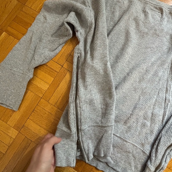 Current/Elliott sweatshirt gray side zippers waffle materials * read description - Picture 2 of 6